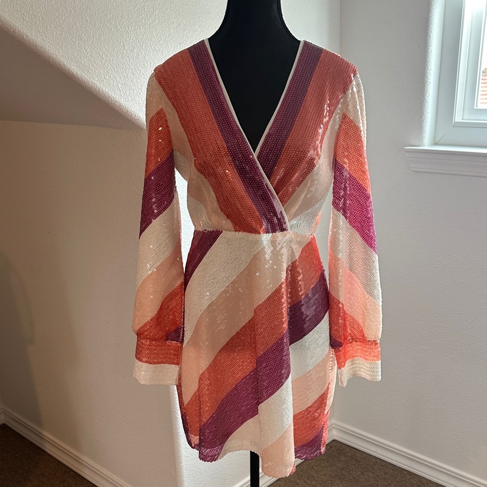 Elegant Multicolor Long Sleeve Dress